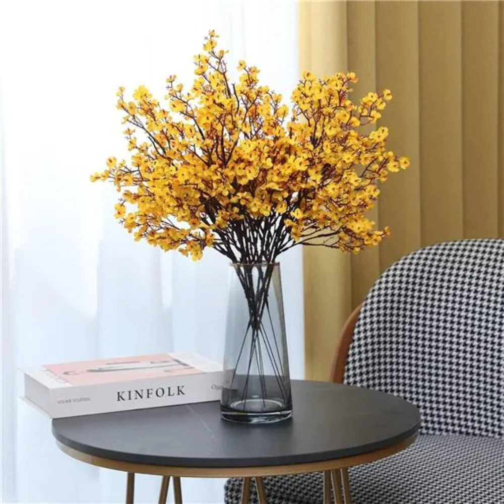 10 Pcs Artificial Babys Breath Flowers Orange Fake Silk Gypsophila Flowers